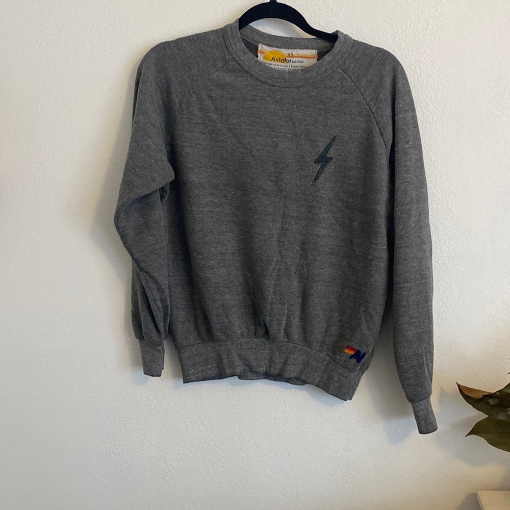 Gray aviator nation crew neck